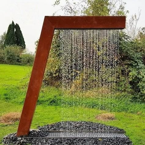 Rain Curtain, Taman Air, Outdoor Water Features, Garden Water Fountains, Fountains Backyard, Indoor Water Fountains, Diy Garden Fountains, Backyard Water Feature, Waterfalls Backyard