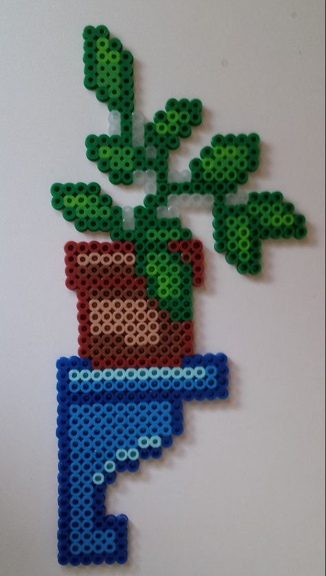 Plant Hama Beads, Peeler Bead Plant, Perler Bead Succulent, Succulent Perler Beads, Plant Pearler Beads, Perler Bead Plant Pattern, Perler Bead Patterns Plants, Huge Perler Bead Creations, Nature Perler Beads