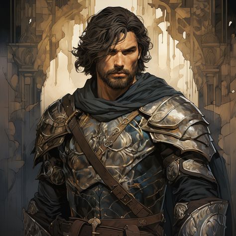 Human Fighter Dnd Male, Fighter Character, Dnd Paladin, Fantasy Fighter, Mtg Card, Pathfinder Character, Character Inspiration Male, Fantasy Portraits, Knight Art