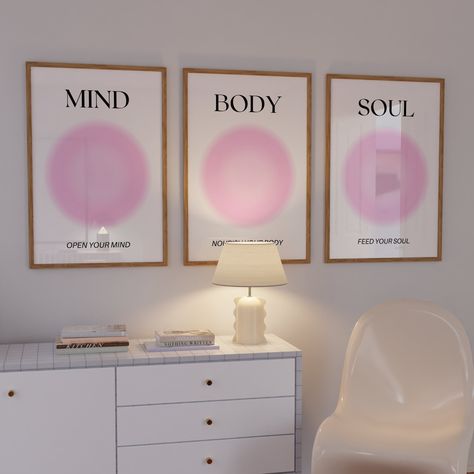 Y2k Wall Prints, Mind Body Soul Aura, Soul Aura, Aura Spiritual, Energy Aura, Gradient Wall, Aura Gradient, Retro Art Prints, Aura Poster