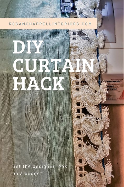 A super simple hack for store-bought curtains that will give you a custom look for a fraction of the cost. Lengthen Curtains, Living Room 2022, Curtains Without Sewing, Curtain Designs For Bedroom, Diy Drapes, Fancy Curtains, Dining Room Window Treatments, Sewing Piping, Diy Curtain