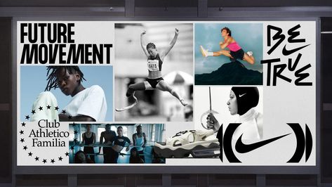 NIKE Future Movement, Branding : New Studio Sports Campaign, Nike Poster, Sport Branding, Sport Banner, Sports Graphic Design, News Studio, Design System, Logo Concept, Sports Design