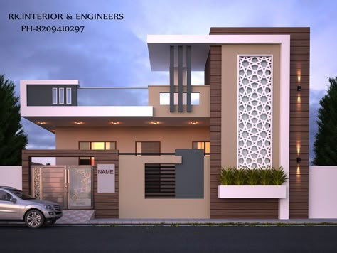 Home Front Elevation Indian, Front Elevation Home, House Front Elevation Design, Home Front Elevation, Indian House Exterior Design, House Front Elevation, Front Elevation Design, Single Floor House Design, House Outer Design