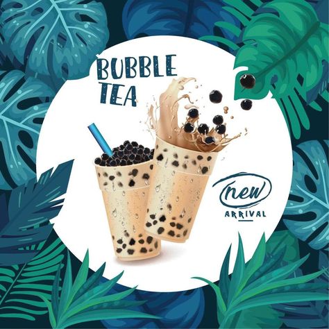 Boba Advertisement, Boba Menu, Tea Advertisement, Food Brochure, Boba Bar, Brochure Food, Bubble Milk Tea, Tea Design, Circle Frame