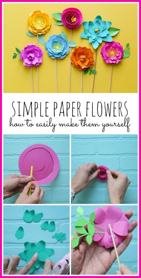 Folded Paper Flowers, Paper Flowers For Kids, Rolled Paper Flowers, Make Paper Flowers, Easy Paper Flowers, Paper Flower Decor, Paper Flower Crafts, How To Make Paper Flowers, Paper Flowers Craft