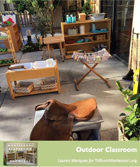 Classroom Showcase: Lauren Marques — trilliummontessori.org Montessori Toddler Classroom, Montessori Classroom Layout, Outdoor Learning Activities, Montessori Environment, Outdoor Learning Spaces, Reggio Classroom, Outdoor Play Spaces, Toddler Outdoor, Montessori Practical Life