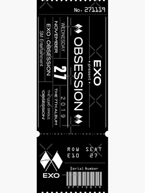 Pegatina «ÁLBUM DE BOLETOS DE OBSESIÓN DE EXO» de since-dayone | Redbubble Exo Tickets, Sampul Binder, Exo Logo, Exo Stickers, Exo Music, E Ticket, Event Tickets, Travel Tickets, Exo Lockscreen