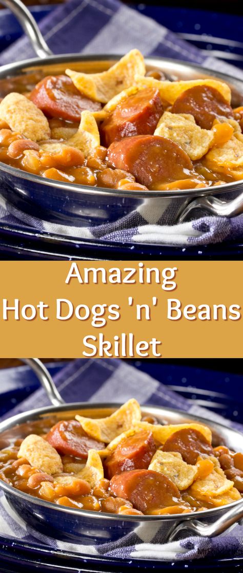 Hotdogs Casserole, Beanie Weenies Recipes, Hot Dogs And Beans, Dinner Pies, Hot Dogs Recipes, Beef Hot Dogs, Pot Dinners, Supper Ideas, Quick Dinners