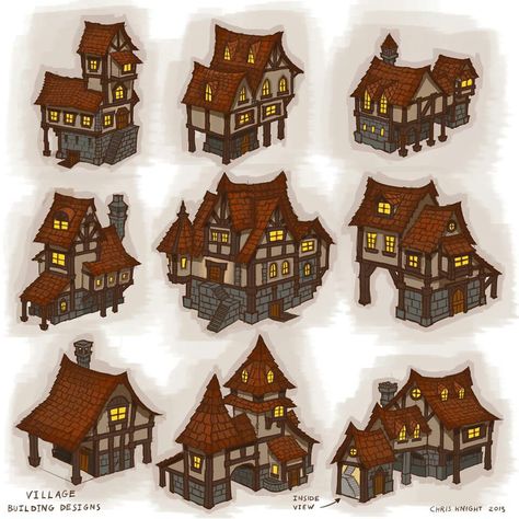 Midievil Minecraft Build, Minecraft Medieval Village Ideas Layout, Medival House Ideas, Mythical Sausage Builds, Medival Minecraft Build Ideas, Medieval Village Layout, Medieval House Concept Art, Minecraft Village Ideas Layout, Fantasy House Concept