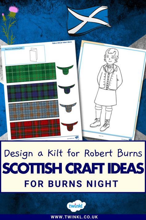 Design a Kilt for Robert Burns - Scottish Craft Ideas for Burns Night Burns Night Crafts, Rainy Day At Home, Burn's Night, Burns Night, Robert Burns, Craft Activity, A Rainy Day, Kilt, Craft Activities