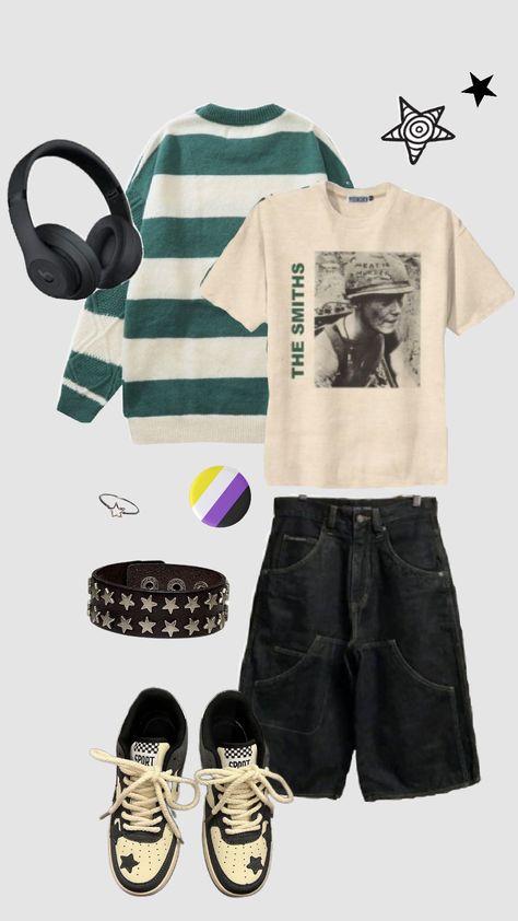 #green #outfitinspo #enby #non-binary #prettyboy Cute Enby Outfits, Amab Nonbinary Outfits, Cute Nonbinary Outfits, Non-binary Aesthetic, Non Binary Fashion Androgynous Style, Non Binary Summer Outfits, Outfits Nonbinary, Non Binary Style, Nonbinary Fashion Outfits