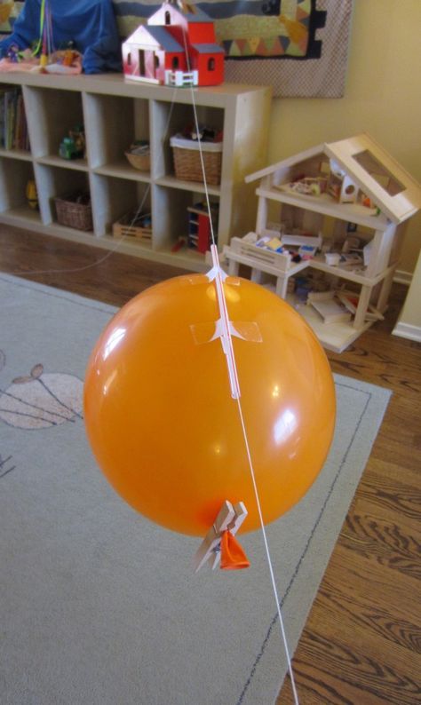 Balloon Rockets, Balloon Science Experiments, Balloon Experiment, Balloon Rocket, Science Experiments For Preschoolers, Rockets For Kids, Kid Experiments, Home Daycare, Science Activities For Kids