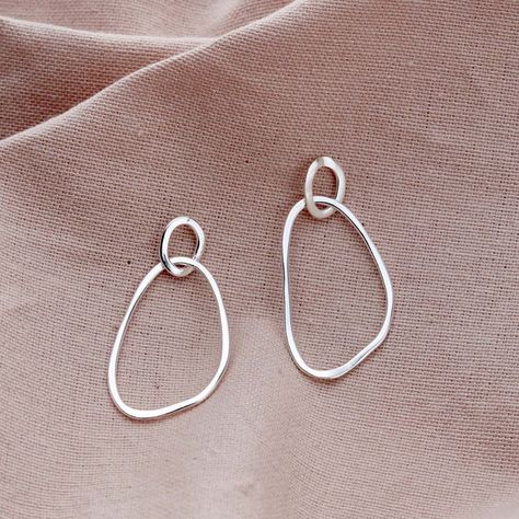 Fine Organic Personalised Double Hoop Stud Earrings Contemporary Silver Rings, Handmade Silver Jewelry Minimalist, Silversmith Earrings, Minimalist Jewelry Earrings, Earrings Handmade Silver, Silversmithing Jewelry, Posh Totty, Modern Silver Jewelry, Handmade Silver Jewellery