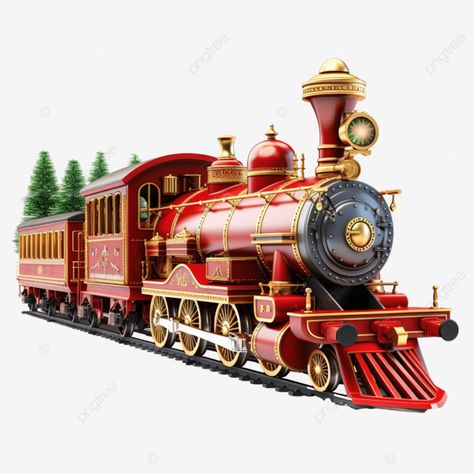 christmas train carries a christmas tree toy locomotive for holiday steam train locomotive old tra Christmas Train Clipart, Train Png, Train Clipart, Christmas Tree Train, Christmas Adverts, Train Locomotive, Ball Display, Tree Toy, Old Train