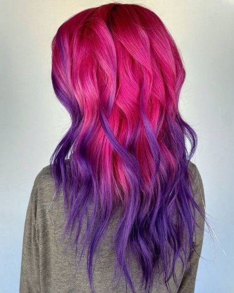 Pink And Purple Hair, Free Hairstyle, Pink Ombre Hair, Hair Colorful, Purple Ombre Hair, Split Dyed Hair, Dip Dye Hair, Vivid Hair Color, Hairstyle Trends