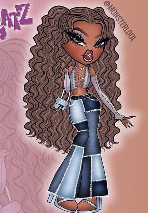 Bratz Doll Outfits Drawing, Black Bratz Doll Tattoo, How To Draw A Bratz Doll, Custom Bratz Drawing, Brats Dolls Drawing, Bratz Body Drawing, Bratz Dessin, Bratz Dolls Drawings, Swag Art Girl