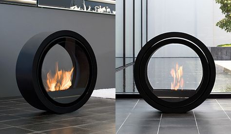 Rolling fireplace Portable Fireplace, Wall Mount Fireplace, Outdoor Fireplace Designs, Ethanol Fireplace, Home Fireplace, Modern Fireplace, Fireplace Design, Outdoor Fireplace, Small Space Living