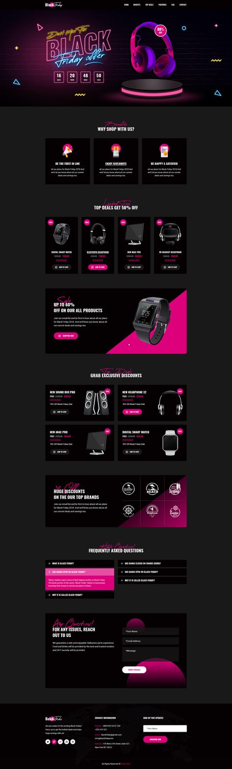 Blackfridos - Black Friday Landing Page Template Black Friday Cosmetics, Black Friday Website, Site Design Website, Black Friday Advertising, Black Friday Sale Design, Black Friday Campaign, Black Friday Design, Black Friday Banner, Black Friday Ads