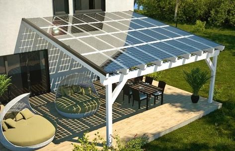 Solar Pergola, Solar Roof Tiles, Solar Roof, Best Solar Panels, Photovoltaic Panels, Solar Projects, My Energy, Casa Exterior, Patio Roof