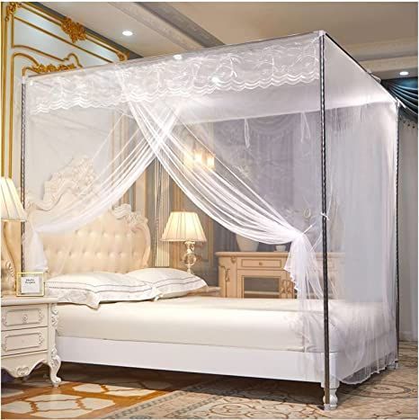 Mosquito Net Bed Bedroom Designs, Bed Netting, Mosquito Net Bed, Full Bedroom, Bed Net, Canopy Bed Curtains, Bed Design Ideas, Canopy Bed Frame, Gold Bed