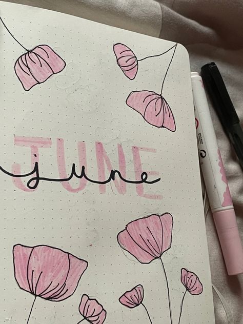 June Bullet Journal Cover Aesthetic, June Bullet Journal Cover Easy, 2024 Journal Cover Page, June Cover Page Bullet Journal, June Journal Cover, June Journal Ideas, May Bujo Cover, May Journal Ideas, June Bullet Journal Cover