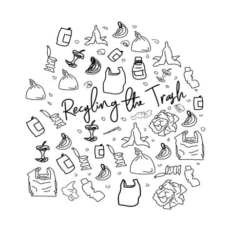 Check out this awesome 'Doodle+Recyling+The+Trash' design on @TeePublic! Environment Doodle Art, Pile Of Trash Drawing, Recycling Doodles, Trash Can Doodle, Environment Doodle, Trash Doodle, Trash Illustration, Pollution Quotes, Waste Infographic