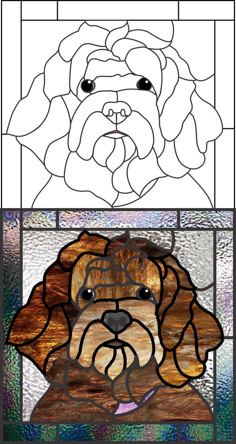 toy poodle, stained glass memorial patterns, pet patterns, dog patterns for stained glass, glass painting, printable, pdf Stained Glass Poodle, Dog Stained Glass Patterns, Stained Glass Pattern, Pet Stains, Glass Pattern, Glass Projects, Stained Glass Projects, Pet Photo, Glass Animals