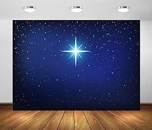 Nativity Night Sky, Bethlehem Stage Design, Nativity Scene Backdrop, Advent Decorations For Church, Bethlehem Backdrop, Blue Photo Background, Nativity Background, Nativity Props, Nativity Backdrop