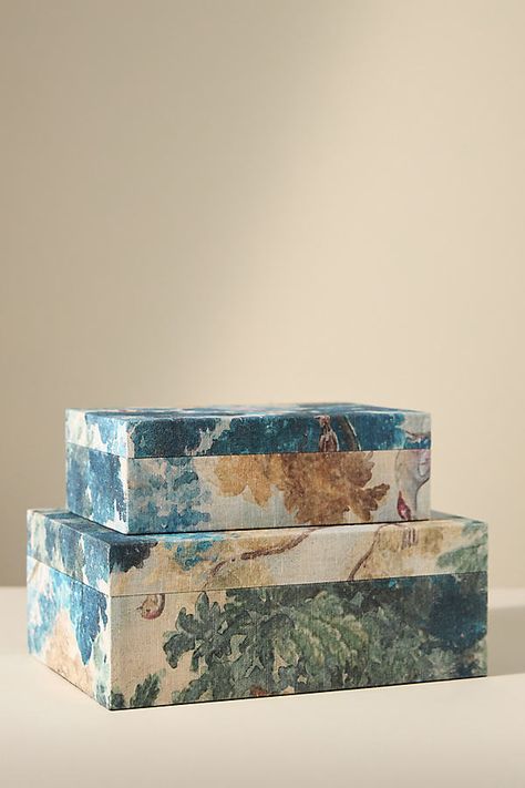 Set of two storage boxes Digitally printed cotton fabric, MDF Wipe clean with soft, dry cloth Imported | Judarn Fabric Covered Boxes, Set of 2 by Anthropologie, Size: Small, Cotton Fabric Covered Boxes, Bedroom Mood Board, Anthropologie Home, Anthropologie Uk, Outdoor Gifts, Valentines Sale, Candles For Sale, Easter Shopping, Home Finds