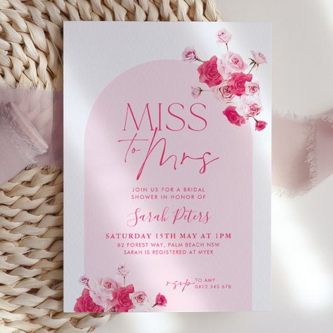 Wedding Pink Invitation, Barbie Wedding Invitations, Pink Bridal Shower Invitation, Barbie Bridal Shower Invitations, Classy Pink Bridal Shower Ideas, Bridal Shower Ideas Pink And White, Bridal Shower Themes Invitations, Bridal Shower Hot Pink, All Pink Bridal Shower Ideas