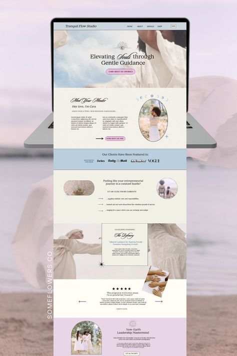 This template is perfect for coaches, spiritual mentors, service-based providers, and entrepreneurs.   It includes a comprehensive sales page, a dedicated shop page, and a freebie section, enabling you to generate additional revenue by selling digital or physical products. Whether you're a spiritual coach, a holistic mentor, or guiding individuals on their healing journey, this template empowers you to establish a strong online presence and cultivate a soulful brand.        .#LandingPageDesign #WebsiteDesign #IdeasForLandingPages #InspiringLandingPages #BusinessLandingPage Service Landing Page, Creative Landing Page Design, Webpage Design Layout, Spiritual Website, Modern Landing Page, Ecommerce Landing Page, Saas Landing Page, Landing Page Ideas, Moodboard Branding