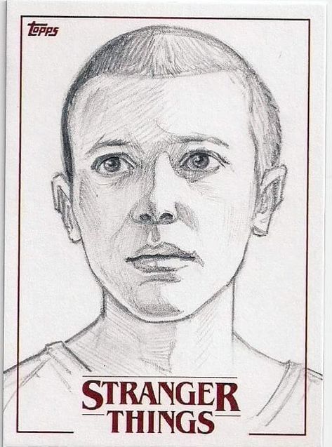 Stranger Things 2018 Topps Trading Card Eleven by Eric Lehtonen darklighter_illustration, Sketch Card, Season 1, Millie Bobby Brown How To Draw Millie Bobby Brown, Sketch Ideas Stranger Things, How To Draw Eleven From Stranger Things, Stranger Things Drawings Eleven, Millie Bobby Brown Sketch, Stranger Things Rajzok, Desenho Stranger Things, Stranger Things Drawings Pencil, Stranger Things Draw