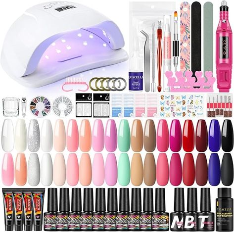 About this item 【Professional Set】This set includes 16*7ml nail polish, 4*10ml poly extension colour gel, 80W nail lamp, professional nail art tools and decorations. You can use this nail art kit at home and enjoy the art of nail art. 【Healthy and Natural】High quality soft nail polish, nail polish sets are made with improved formula and healthy ingredients, low odor, nail polish sets do not contain ingredients or binders that irritate your nails. 【Colour Poly Nail Gel Kit】Poly nail extension gel Nails Colour, Soft Nail, Poly Nail Gel, Nail Polish Kit, Polish Manicure, Gel Polish Manicure, Electric Nail File, Birthday Money, Nail Polish Kits