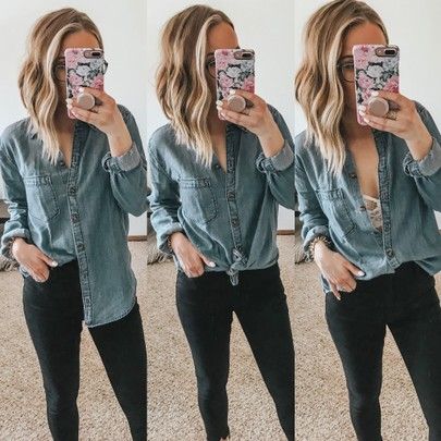 3 ways to style a basic chambray button up 💗 Top - XS (TTS) Jeans - 25 short (TTS) Bralette - S http://liketk.it/2wTSH #liketkit @liketoknow.it #LTKsalealert #LTKshoecrush #LTKstyletip #LTKunder50 #LTKunder100 Raw Hem Jeans, Instagram Outfits, Hem Jeans, Chambray Shirt, Weekend Wear, Basic Style, Outfit Details, Affordable Fashion, Denim Shirt