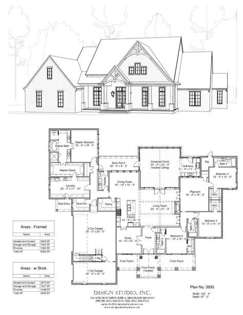 7 Bedroom House Plans, 7 Bedroom House, My Own House, Garage House Plans, Guest Bedroom Decor, Own House, House With Porch, Dream House Rooms, Architectural Drawing