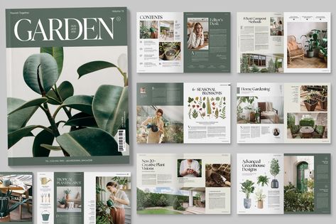 Garden & Nature Magazine Template, Print Templates ft. magazine & template - Envato Nature Magazine, Creative Landscape, Brochure Template Layout, Magazine Layout Design, Editorial Layout, Nature Garden, Mood Board Design, Magazine Layout, Magazine Template