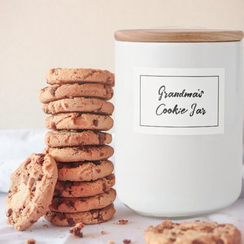 Cookie Label, Grandma Cookie Jar, Custom Mason Jars, Jar Food, Homemade Goodies, Kitchen Labels, Kitchen Stickers, Personalized Cookies, Mason Jar Meals