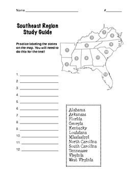 Regions Of The United States, United States Regions, United States Geography, Us Regions, State Abbreviations, 3rd Grade Social Studies, Geography Worksheets, Southeast Region, 4th Grade Social Studies