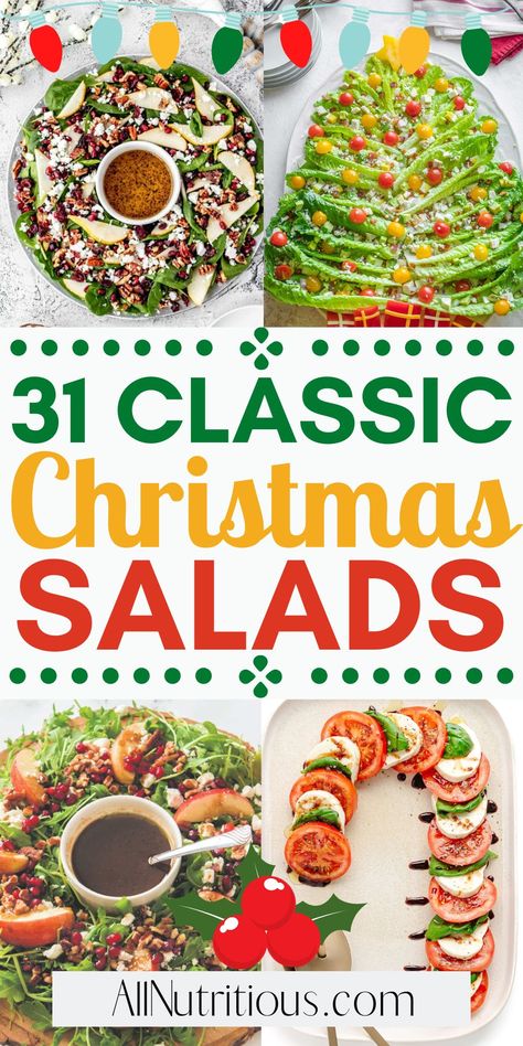 Discover the best salad recipes to add a healthy touch to your festive table! A perfect blend of Christmas food ideas with vibrant, fresh and scrumptious ingredients. Great meals for family dinners and sure to impress! Enjoy these holiday recipes! Christmas Salad Recipes, Salad Recipes Holidays, Christmas Fruit Salad, Christmas Pasta, Christmas Vegetables, Meals For Family, Christmas Food Ideas, Winter Fruit Salad, Christmas Salad