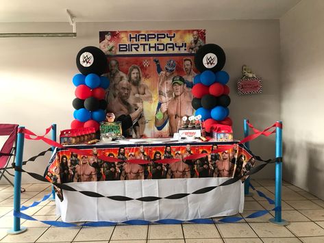 Wrestling Birthday Party Ideas, Wrestling Birthday Party, John Cena Birthday, Boxing Theme Party Ideas, Lucha Libre Party, Wrestling Birthday Parties, High School Wrestling, Wrestling Birthday, Wrestling Party