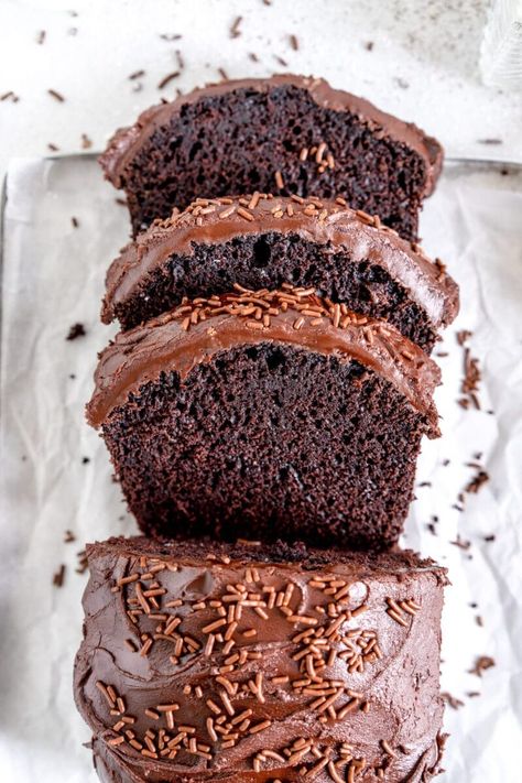 Chocolate Loaf Cake - Cloudy Kitchen Chocolate Loaf Cake Recipe, Chocolate Frosting Easy, Dairy Free Chocolate Frosting, Cloudy Kitchen, Loaf Pan Cake, Chocolate Loaf, Chocolate Loaf Cake, Loaf Cake Recipes, Dairy Free Cake