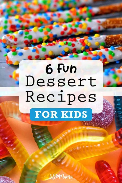 It's great to keep the family eating healthy most of the time, but sometimes you need to indulge! These 6 fun desserts are super kid-friendly and delicious for your kiddos (and for you). Check out the recipes on LifeAsMama.com! | #dessert #recipes #lifeasmama #kids #kidfriendlyrecipes Summer Treats To Make With Kids, Kid Desserts Summer, Easy Kid Desserts Fun, Easy Cooking For Kids At School, Children Recipes For Kids, Easy Diy Deserts, Vbs Dessert Ideas, Fun Recipes For Dessert, Easy Kid Recipes Fun Healthy Snacks