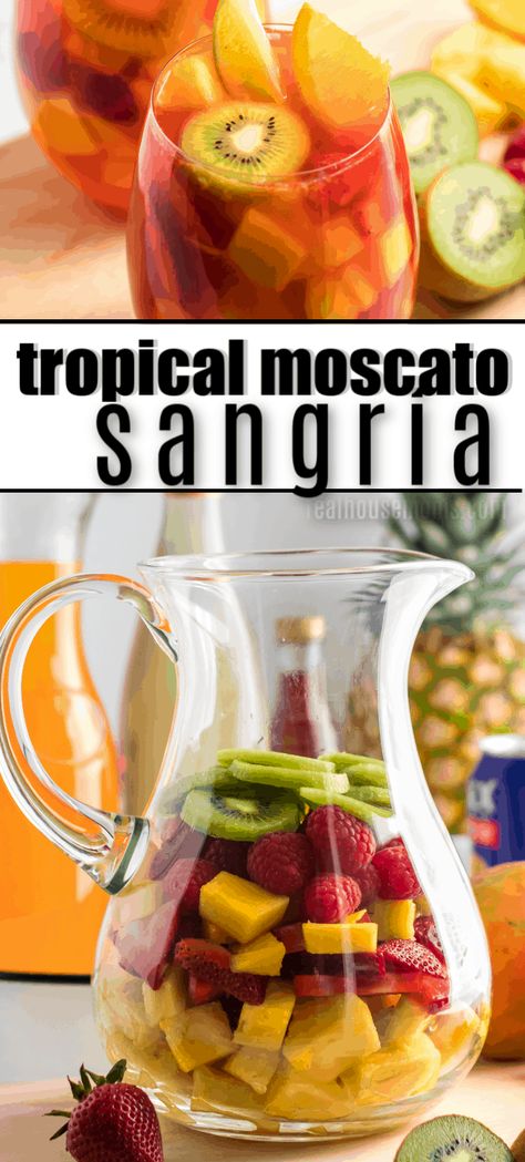 Essen, Fruit For Sangria, Sangria For Party, Sangria Punch For A Crowd, Party Sangria Recipes For A Crowd, Pitcher Sangria Recipe, Sangria Recipes Easy Moscato, Tropical Drinks Recipes Alcohol Pitcher, Easy Summer Sangria Recipes