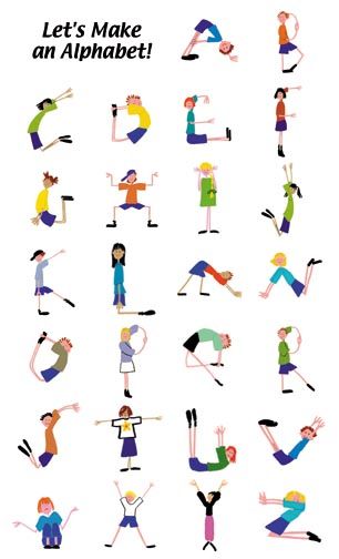 Alphabet posing Childrens Yoga, Kids Yoga Poses, Abc Poster, Gross Motor Activities, Kids Yoga, Letters For Kids, Pose Yoga, Circle Time, Alphabet Activities