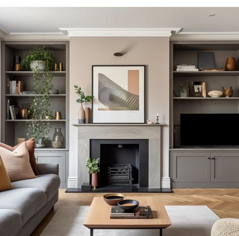 Living Room Alcove, Alcove Storage Living Room, Cupboard Living Room, Alcove Ideas Living Room, Living Room Cupboards, Alcove Shelves, Alcove Storage, Lounge Room Styling, London Living Room