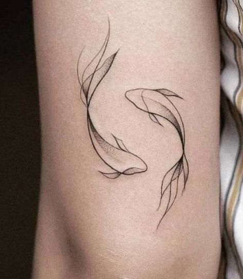 Elegant Koi Fish Tattoo, 333 Tattoo Placement Ideas, 3 Koi Fish Tattoo, Tattoo Carpe Koi, Simple Koi Fish Tattoo, Two Fish Tattoo, Tattoo Ideas Fish, Fishes Tattoo, Pisces Fish Tattoo