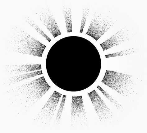 Sun Dotwork Tattoo, Sun Eclipse Tattoo, Black Out Tattoo Sun, Total Solar Eclipse Tattoo, Sun Rays Tattoo Design, Sun Rays Tattoo, Eclipse Tattoo, Halo Tattoo, Japanese Leg Tattoo