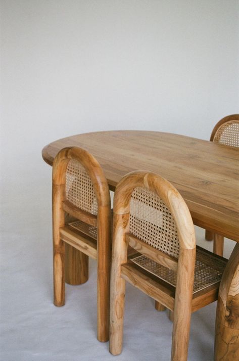 Archie Dining Chair Chairs Aesthetic, Unique Dining Chairs, Simple Dining Chair, Eclectic Dining Chairs, Organic Chair, Curved Furniture, Natural Wood Furniture, Rattan Chairs, Natural Furniture