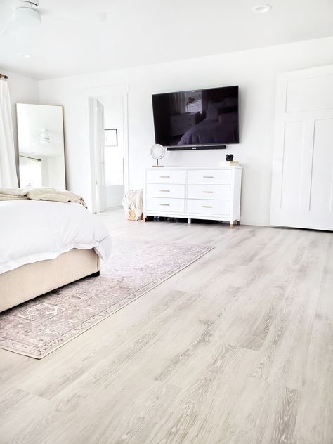 LifeProof Luxury Rigid Vinyl Plank Flooring Performance - White Lane Decor Lantai Vinil, Vinyl Wood Flooring, Bedroom Tv Wall, Scandinavian Design Bedroom, Bedroom Design Trends, Decor Luxury, Basement Flooring, White Floors, Modern Bedroom Design