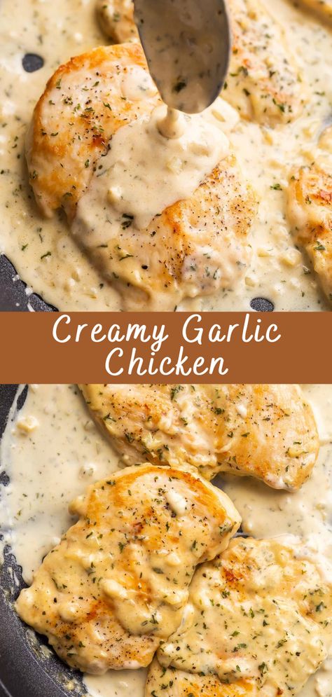 When it comes to comfort food, few dishes can match the indulgent satisfaction of a creamy garlic chicken recipe. This delectable dish combines the richness of cream with the bold flavors of garlic and tender chicken, resulting in a harmonious symphony of taste that is both hearty and comforting. Whether you're hosting a dinner party or just looking to treat yourself to a delightful homemade meal, this recipe is a must-try. In this article, we'll take you through the step-by-step process of creating this mouthwatering dish and share some insights into its origins and variations. Dinner With Chicken Healthy, Cafe Delights Recipes Chicken, Creamy Garlic Chicken Thigh Recipes, Can Cream Of Chicken Recipes, Chicken And Gravy Dinner Ideas, Chicken Recipes For Party Dinners, Butter Cream Chicken, Garlic Chicken Recipes Healthy, Chicken With Cream Sauce Recipes